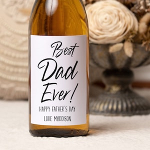 Etiquette de vin Joyeuse fête des pères, cadeau pour papa d'une fille, cadeau drôle de papa de son fils, autocollant d'étiquette de vin personnalisé, meilleur papa de tous les temps des enfants