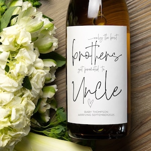 Pregnancy Announcement Wine Label for Brother, Pairs Well With Becoming Uncle to Be Gift, Baby Announce, I&#39;m Pregnant Reveal Bottle Stickers