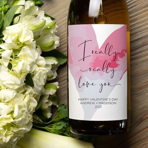 Etichetta del vino di San Valentino personalizzata, ti amo davvero, felice idea regalo di San Valentino per moglie, marito, fidanzato, fidanzata, adesivi per bottiglie di vino
