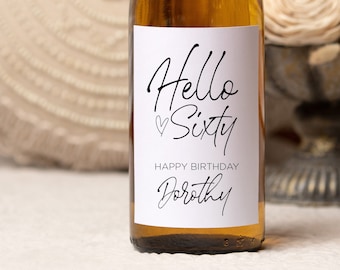 Fun 60th Birthday Wine Bottle Labels, Pairs Well Turning Sixty, Sixtieth Birthday Girl, Present for, Wine Lovers Gift Idea, Custom Stickers