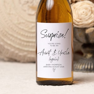 Pregnancy Announcement Wine Label for Aunty & Uncle Again Friends, Surprise Becoming Aunt to Be Gift, Baby Pregnant Reveal Stickers Sister