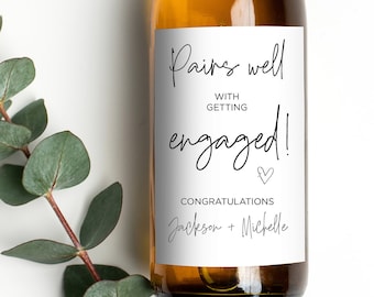 Custom Engagement Wine Bottle Label, Pairs Well with Engagement Stickers, Cute Congrats Labels, Personalized Labels, Bride to Be, Engaged