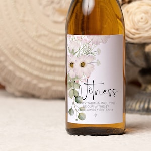 Customised Will You Witness our Wedding Wine Label, Bride and Groom Asking Gift, Bridal Party Request Sticker Personalised Witness Thank You