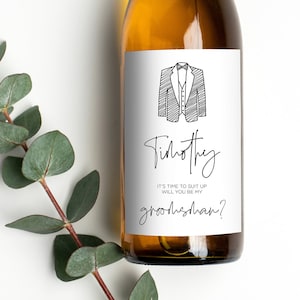 Custom Groomsman Proposal Wine Label, Will You Be My Best Man, Wedding Wine Stickers, Wine Bottle Suit Up Groomsman Asking from Groom