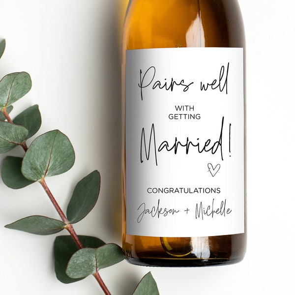 Wine Bottle Labels Engagement Etsy