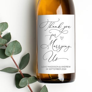 Customised Thank You For Marrying Us Wedding Wine Label, Bride and Groom Celebrant Gift, Officiant Wine Sticker Personalised Gift Friend