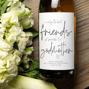 Demande d'étiquette de vin pour une marraine, seras-tu mon parrain, cadeau pour la famille et les amis, future femme enceinte, autocollants de bouteilles de vin pour parrain et marraine, amateur de vin
