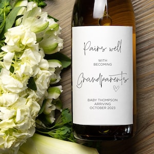Etiqueta de vino para anunciar el embarazo, ideal para el día de la madre, regalo para la futura abuela, anuncio de bebé, pegatinas para botellas de vino para revelar el embarazo.