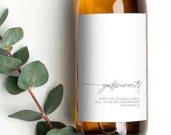 Godparents Request Wine Label, Will You Be My Godmother, Family and Friends Gift, Baby Expecting, Godfather Wine Bottle Stickers, Wine lover