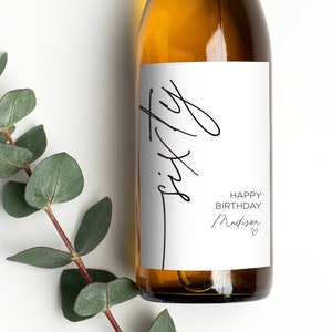 Fun 60. Geburtstag Wein Flasche Etiketten, sechzig werden, sechziger Geburtstag Geschenk, Geburtstagskind, Wein-Liebhaber Geschenkidee, benutzerdefinierte Aufkleber