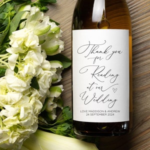 Customised Thank You for Reading at our Wedding Wine Label, Bride and Groom, Bridal Party Request Sticker Personalised Reader Proposal Gift