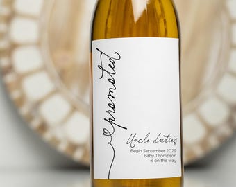 Pregnancy Announcement Wine Label for Brother, Promoted to Uncle to Be Gift, Baby Announce, I'm Pregnant Reveal Bottle Stickers