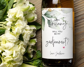 Godparent Request Wine Label, Will You Be My Godmother, Family and Friends Gift, Baby Expecting, Godfather Wine Bottle Stickers, Wine lover