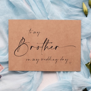 A mi hermano el día de mi boda, regalo de mi hermano, regalos de boda para el hermano de la novia, regalo de hermano de la novia, tarjeta de boda, tarjeta rústica