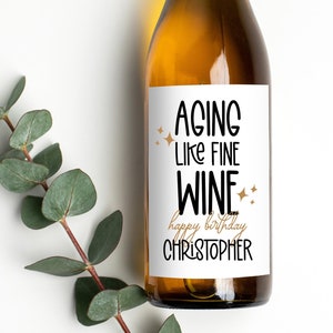 Fun Aging Like Fine Wine Verjaardag Wijnflesetiketten, oud worden, vijftigste verjaardagscadeau, 60 worden, cadeau-idee wijnliefhebbers, stickers
