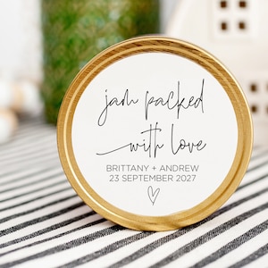 Custom Jam Jar Wedding Thank You Favor Stickers, Jam Packed With Love Stickers, Round Candy Labels, Circle Favours from Bride and Groom
