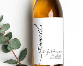 Pregnancy Announcement Wine Label for Brother, Pairs Well With Becoming Uncle to Be Gift, Baby Announce, I'm Pregnant Reveal Bottle Stickers