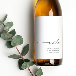 Pregnancy Announcement Wine Label for Brother, Pairs Well With Becoming Uncle to Be Gift, Baby Announce, I&#39;m Pregnant Reveal Bottle Stickers