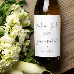 Demande d'étiquette de vin pour le parrain et la marraine, seras-tu ma marraine, cadeau pour la famille et les amis, future femme enceinte, autocollants de bouteille de vin parrain, amateur de vin