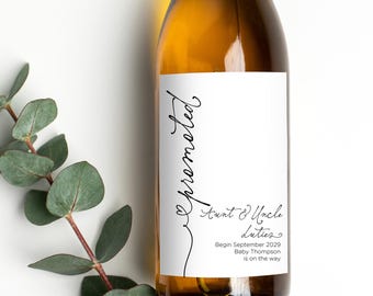 Pregnancy Announcement Wine Label for Aunty & Uncle Friends, Promoted to Aunt to Be Gift, New Baby, I'm Pregnant Reveal