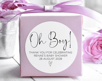 Oh Boy Baby Shower Thank You Favor Stickers, Cute It's a Boy Baby Shower Cute Party Tags, Round Candy Labels, Favour Bag, I'm Pregnant