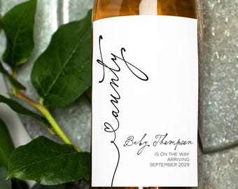 Aunty Pregnancy Announcement Wine Label for Sister Friends, Pairs Well With Becoming, Aunt to Be Gift, New Baby Reveal