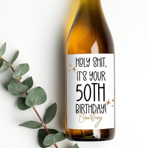 Fun 50th Birthday Wine Bottle Labels, Turning Fifty, Fiftieth Birthday Present, Birthday Girl, Wine Lovers Gift Idea, Custom Stickers