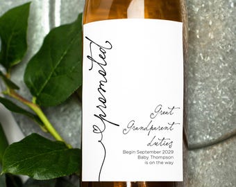 Pregnancy Announcement Wine Label, Pairs Well With Becoming Great Grandparents to Be Gift, Baby Announce, Pregnant Reveal Wine Stickers