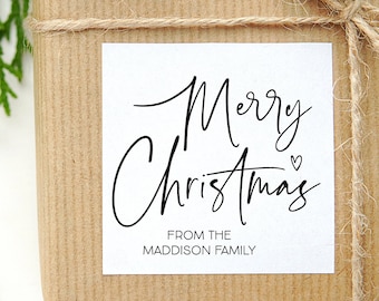 Personalized Christmas Gift Label Stickers, Merry Christmas Stickers, Square Labels, Simple and Cute, Envelope Seals, Xmas Present Tags