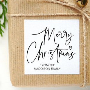 Personalized Christmas Gift Label Stickers, Merry Christmas Stickers, Square Labels, Simple and Cute, Envelope Seals, Xmas Present Tags