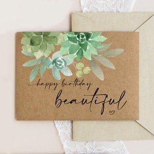 Rustique Joyeux anniversaire Belle carte Petite amie, Cartes d’anniversaire Fiancé, Cadeau pour la femme du mari, Pour sa carte d’amour Petit ami Succulentes