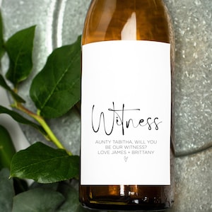Testimone personalizzato sull'etichetta del vino del nostro matrimonio, sulla richiesta di un regalo per gli sposi, sull'adesivo per la richiesta della festa nuziale Testimone personalizzato di ringraziamento