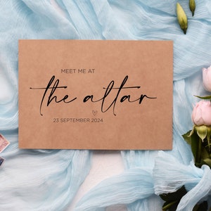 Regalo del novio, Tarjeta para mi novio, Boda rústica de la novia, Encuéntrame en el altar, Tarjetas del día de la boda, Regalo del marido, Regalos del día de la boda Kraft