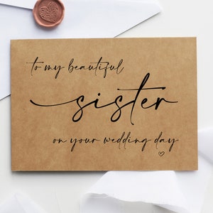 An meine Schwester an Ihrem Hochzeitstag, Geschenk meiner Schwester vom Bruder, Hochzeitsgeschenke für die Braut, Geschwistergeschenk von der Schwester, rustikale Hochzeitskarten für Sie