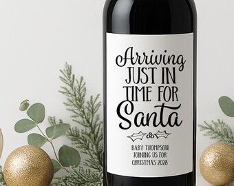 Christmas Delivery Pending Pregnancy Announcement Wine Label for Parents, Grandparents to Be Gift, Xmas Baby Reveal, December Baby