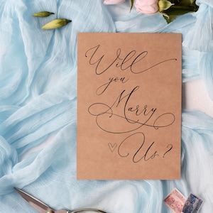 Regalo oficiante, ¿Te casarás con nosotros? Tarjeta de oficiante de boda, de la novia y el novio, celebrantes pidiendo regalo, sacerdote, rabino, ceremonia de matrimonio