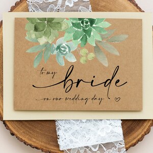 Cadeau de mariée, À ma carte de mariée, Mariage rustique du marié, À ma future femme, Cartes du jour du mariage, Cadeau de fiancé, Plantes succulentes vertes, Pays
