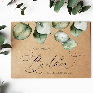 A mi hermano el día de mi boda, regalos de hermano, regalos de boda para el hermano de la novia, regalo de hermano de la novia, tarjeta de boda, tarjeta rústica