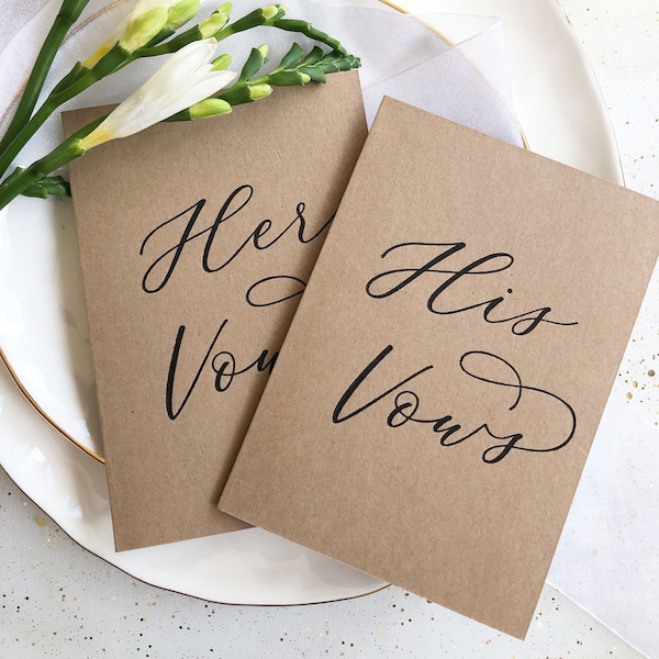 Rustic Bride and Groom Wedding Vows, Marriage Vow Keepsake, Groom Vows, His And Her Vows, Wedding Vows Calligraphy, Wedding Vow Book