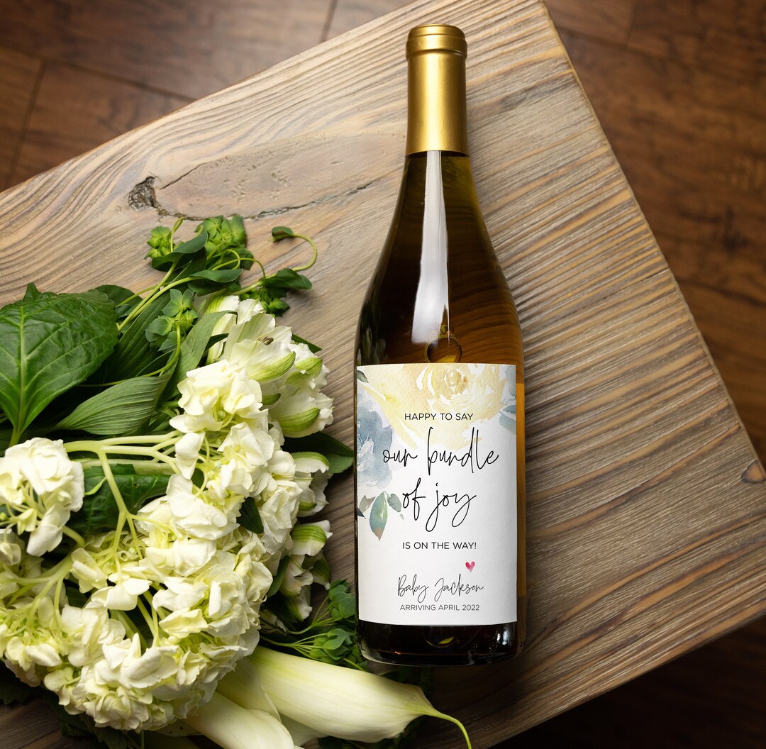 Pregnancy Announcement Wine Label, Bundle of Joy on the Way, Family and
