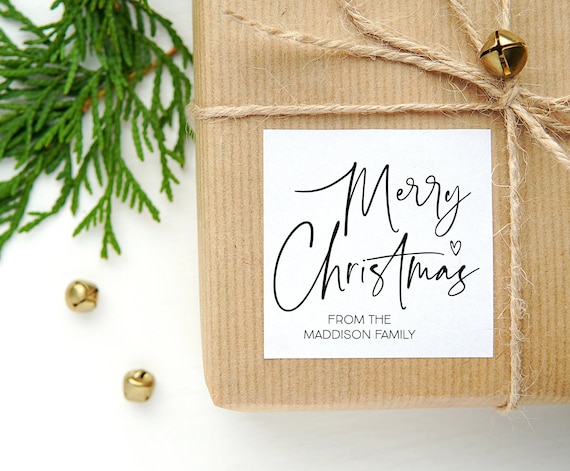 Personalized Christmas Gift Label Stickers, Merry Christmas Stickers, Square Labels, Simple and Cute, Envelope Seals, Xmas Present Tags