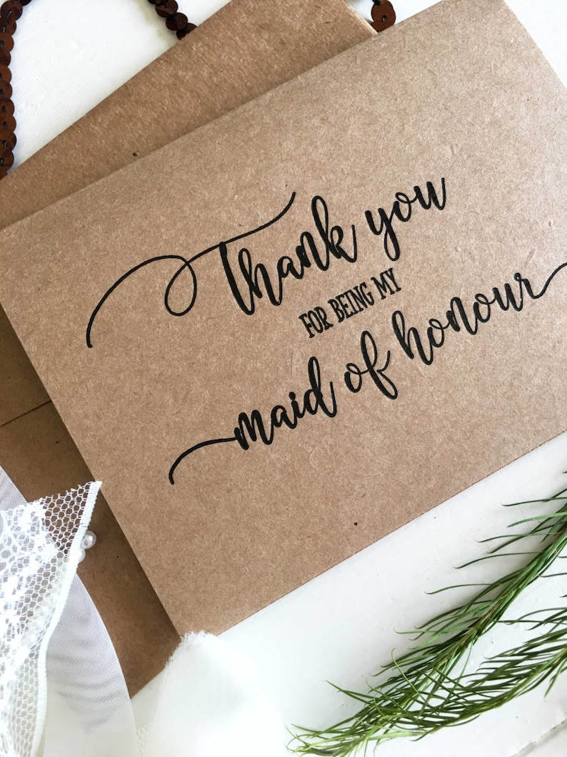 Maid of Honor Thank You Card Maid of Honour Thank You Gift