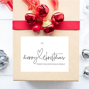 Custom Christmas Gift Label Stickers, Cute Holiday Gifts for Friends, Rectangle Labels, Simple Christmas, Envelope Seals, Xmas Present Tags Add the word 'TO'