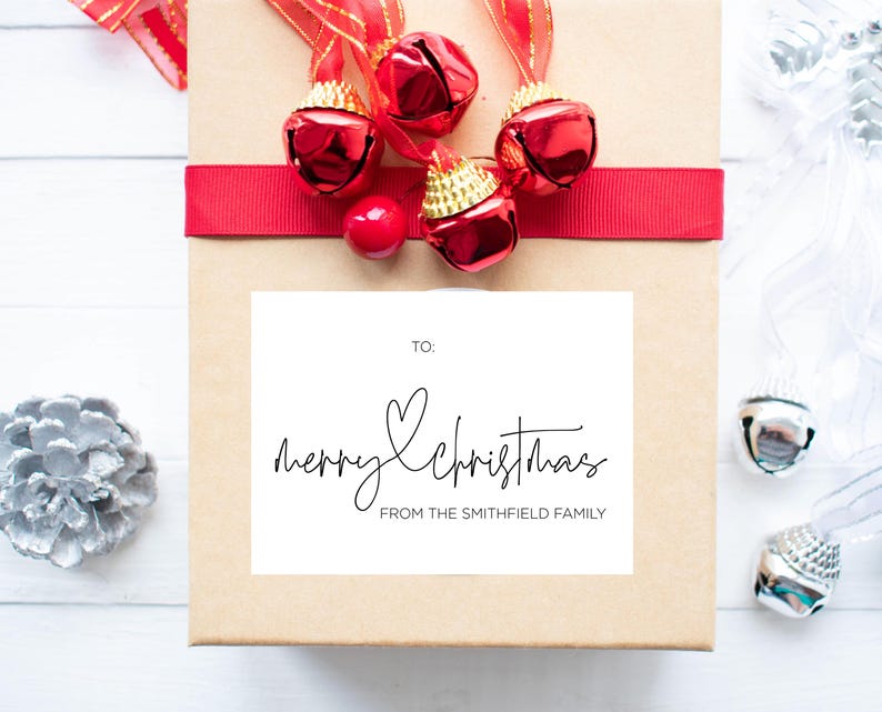 Custom Christmas Gift Label Stickers, Cute Holiday Gifts for Friends, Rectangle Labels, Simple Christmas, Envelope Seals, Xmas Present Tags Add the word 'TO'