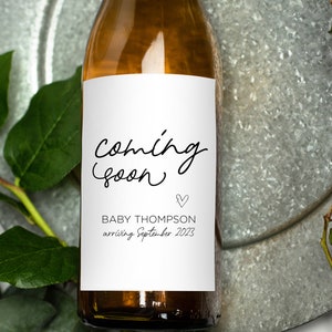 Pregnancy Announcement Wine Label, Coming Soon, Aunt Grandmother to Be Gift, Baby Announce, Pregnant Reveal Bottle Stickers, Mom to Be