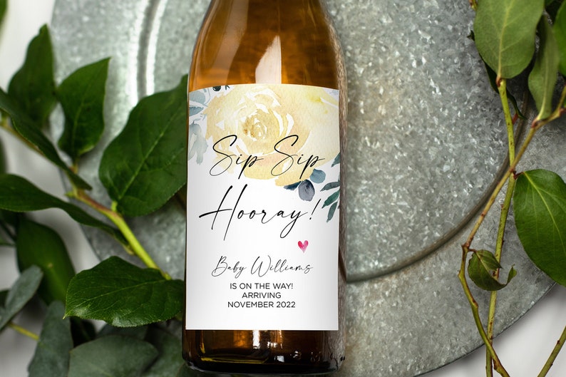 Pregnancy Announcement Wine Label Sip Sip Hooray Grandmother Etsy