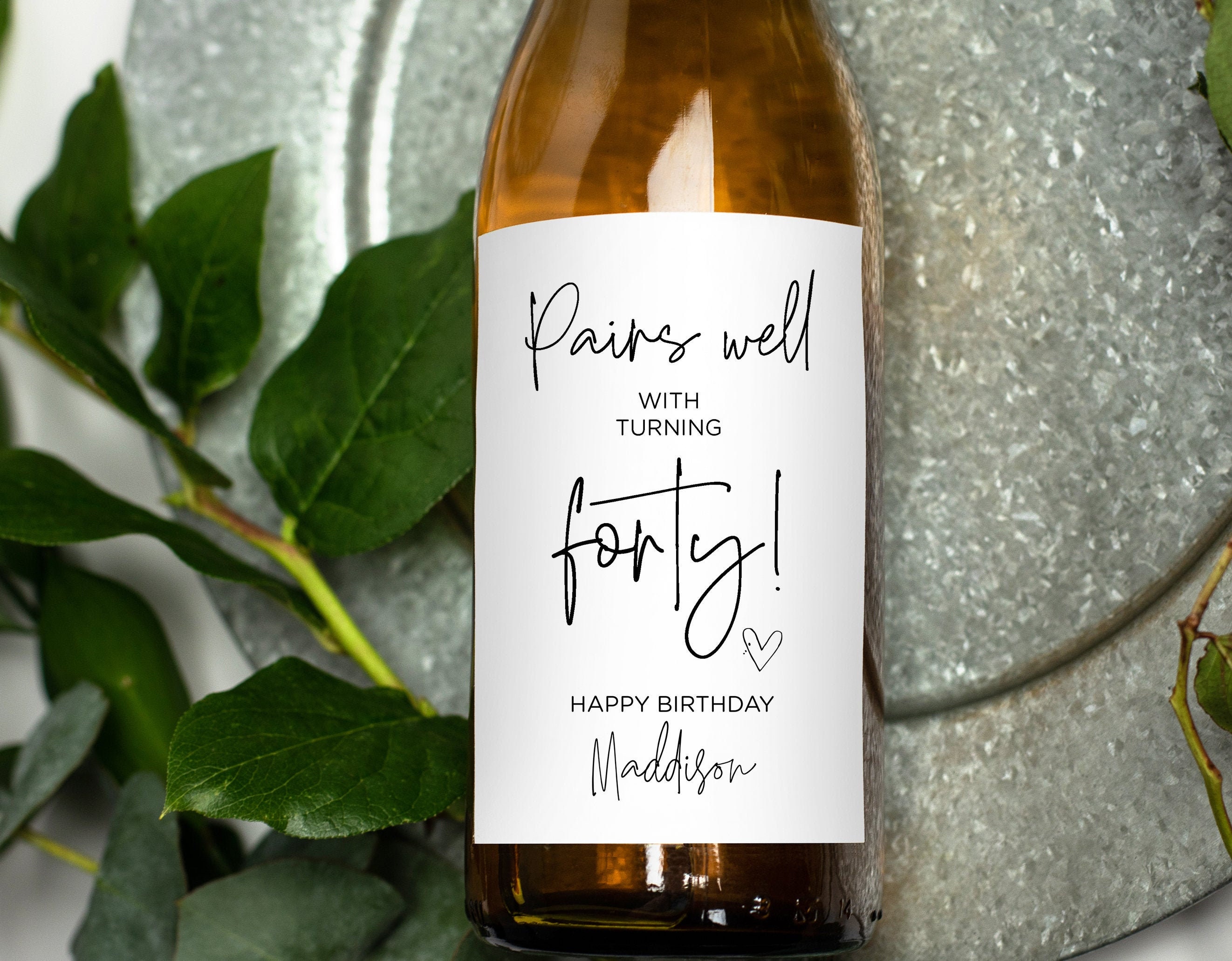 Custom 40th Birthday Wine Bottle Labels Pairs Well Turning Etsy Australia