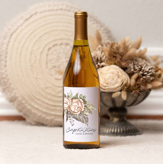 I Said Yes Wine Bottle Label Engagement Announcement Proposal Gift | B - Ritzy Rose