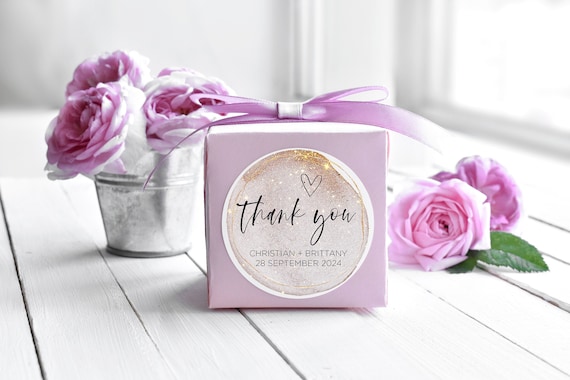 Personalized Wedding Thank You Stickers – White Paper Gift Labels For Favors (Customizable)