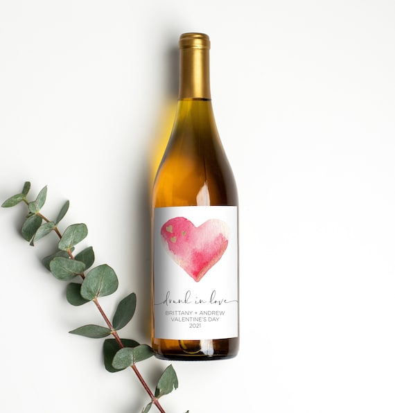 Custom Valentine's Day Wine Label Drunk in Love Happy Etsy Australia